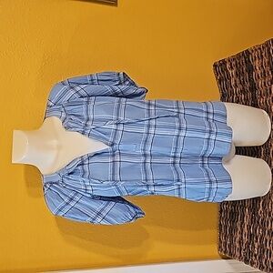 Loft blue plaid blouse, sz sm